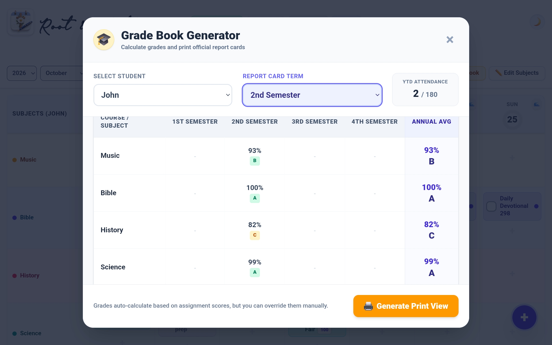 Grade Book Generator